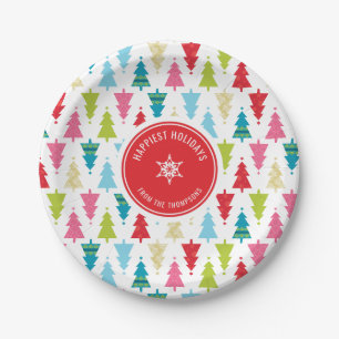 Assiettes En Carton NOËL ARBRE MOTIF festif moderne minimaliste rouge