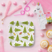 Assiettes En Carton Noël Arbres Cadeaux Moderne Whimsical Mignet hiver (Fête)