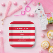 Assiettes En Carton Noël Au Cabine Red Nautical Stripe Lake (Fête)