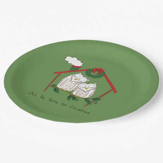 Assiettes En Carton Noël aux chouettes (Angle)