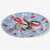 Assiettes En Carton Noël aux poulets bouddhistes | Bleu/Rouge (Angle)