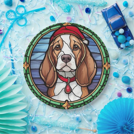 Assiettes En Carton Noël beagle en verre (Fête)