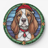 Assiettes En Carton Noël beagle en verre (Devant)