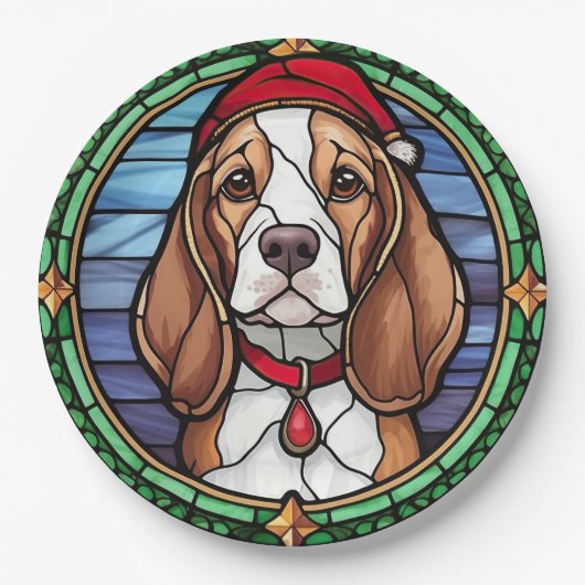 Assiettes En Carton Noël beagle en verre (Devant)