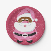 Assiettes En Carton Noël beau rose Afro-Américain Père Noël (Devant)