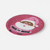 Assiettes En Carton Noël beau rose Afro-Américain Père Noël (Angle)