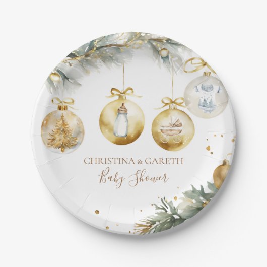 Assiettes En Carton Noël Boho Merry Little Baby shower (Devant)