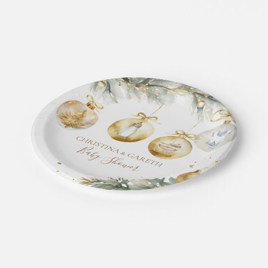 Assiettes En Carton Noël Boho Merry Little Baby shower (Angle)