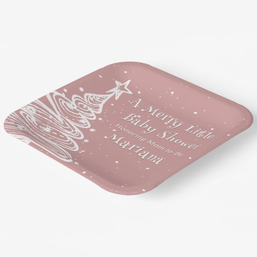 Assiettes En Carton Noël Boho rose Baby shower fille (Angulaire)