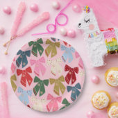 Assiettes En Carton Noël Bows Coquette rose (Fête)