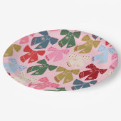 Assiettes En Carton Noël Bows Coquette rose (Angle)