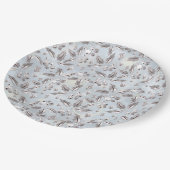 Assiettes En Carton Noël, brindilles argentées, blanc, flocons de neig (Angle)