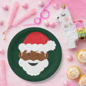 Assiettes En Carton Noël Brown de Père Noël noire (Fête)