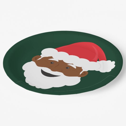 Assiettes En Carton Noël Brown de Père Noël noire (Angle)