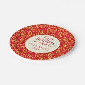 Assiettes En Carton Noël cachemire rouge plaque de papier de vacances (Angle)