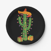 Assiettes En Carton Noël Cactus Feliz Navidad plaques papier (Devant)