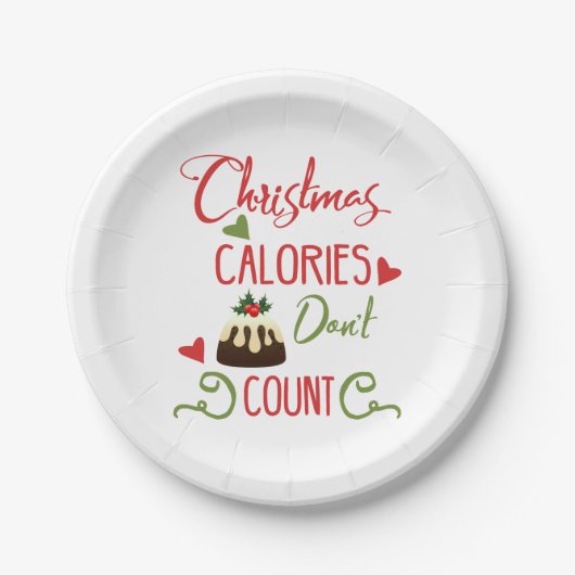 Assiettes En Carton noël calories ne compte pas les citations de vacan (Devant)