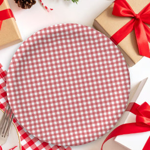 Assiettes En Carton Noël Campagne Gingham Réception de Mariage