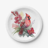 Assiettes En Carton Noël cardinal aquarelle (Devant)