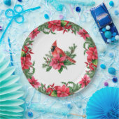 Assiettes En Carton Noël Cardinal Rouge Poinsettia (Fête)