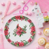 Assiettes En Carton Noël Cardinal Rouge Poinsettia (Fête)