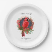 Assiettes En Carton Noël Cardinal Rouge Yule Solstice Boho Holiday (Devant)