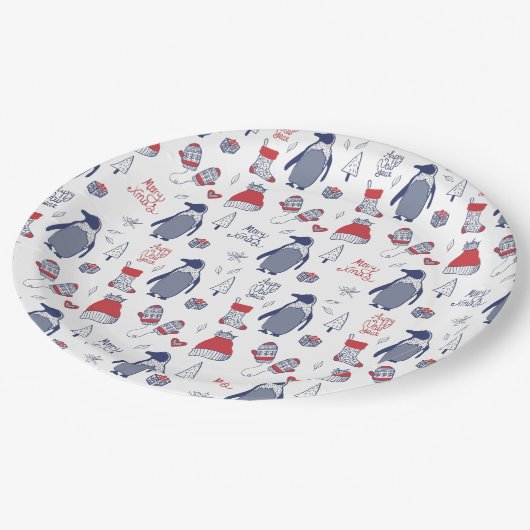 Assiettes En Carton Noël Casquette Gants Motif fête (Angle)