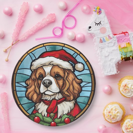 Assiettes En Carton Noël Cavalier King Charles Spaniel (Fête)