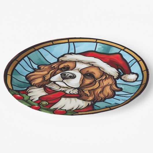 Assiettes En Carton Noël Cavalier King Charles Spaniel (Angle)