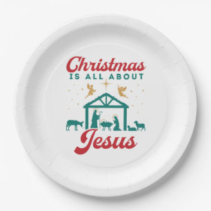 Assiettes En Carton Noël, c'est la scène de la Nativité Jésus