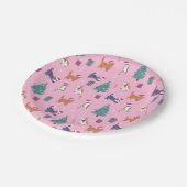 Assiettes En Carton Noël Chats et arbres Motif de vacances (Angle)