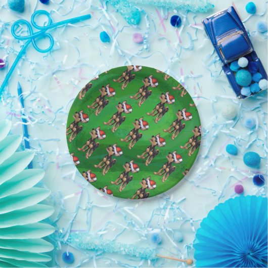 Assiettes En Carton Noël Chihuahua sur vert (Fête)