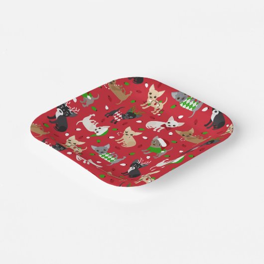 Assiettes En Carton Noël Chihuahua Toutes les couches Plaques en papie (Angulaire)