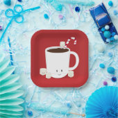 Assiettes En Carton Noël Chocolat Chaud au sourire rouge (Fête)