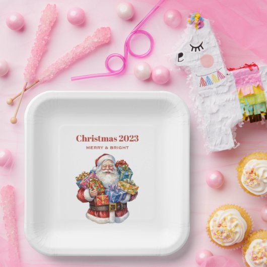 Assiettes En Carton Noël classique de Jolly Santa Claus (Fête)