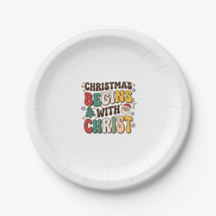 Assiettes En Carton Noël Commence Avec Le Christ Décoration De Sapin D