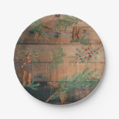 Assiettes En Carton Noël Conifères rustiques Bois de pin (Devant)