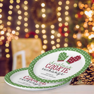 Assiettes En Carton Noël Cookie Exchange Party Pois Vert