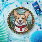 Assiettes En Carton Noël Corgi en verre tendu (Fête)