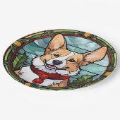 Assiettes En Carton Noël Corgi en verre tendu (Angle)
