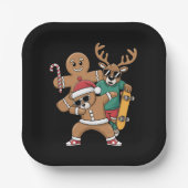 Assiettes En Carton Noël Dabing Père Noël Ours Skate Reindeer Xmas (Recto)