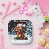 Assiettes En Carton Noël Dachshund (Fête)