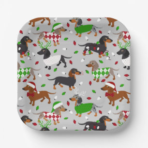 Assiettes En Carton Noël Dachshund Tous les manteaux
