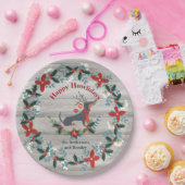 Assiettes En Carton Noël    DachshundDog Antlers Verdure rustique (Fête)