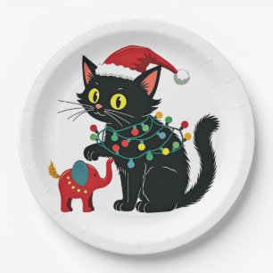 Assiettes En Carton Noël Dame Chat sans Enfants Kamala Trump