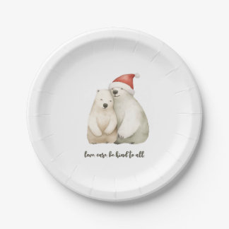 Assiettes En Carton Noël d'amour de l'ours polaire