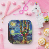 Assiettes En Carton Noël dans le désert Saguaro Cactus Magnet (Fête)