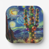 Assiettes En Carton Noël dans le désert Saguaro Cactus Magnet (Recto)