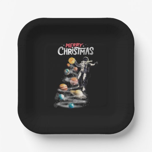 Assiettes En Carton Noël dans le système solaire spatial L'astronaute  (Recto)