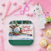 Assiettes En Carton Noël de baseball "Batte Up for Christmas !" (Fête)